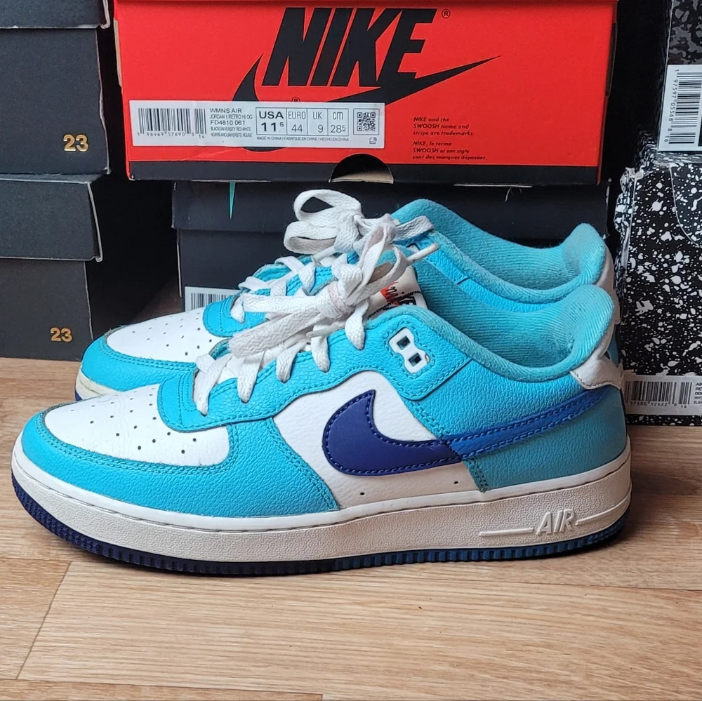 Air Force 1 Lv8  Blue and White Sneakers Size 6.5y